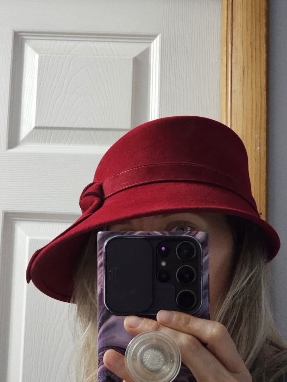 Eric Javits Red Felt Cloche Hat Bow Vintage - Picture 3 of 12